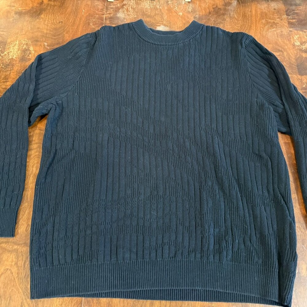 Alfani Men's XL Black Cotton Ribbed Sweater Pullover, Size XL, Soft Stretch
